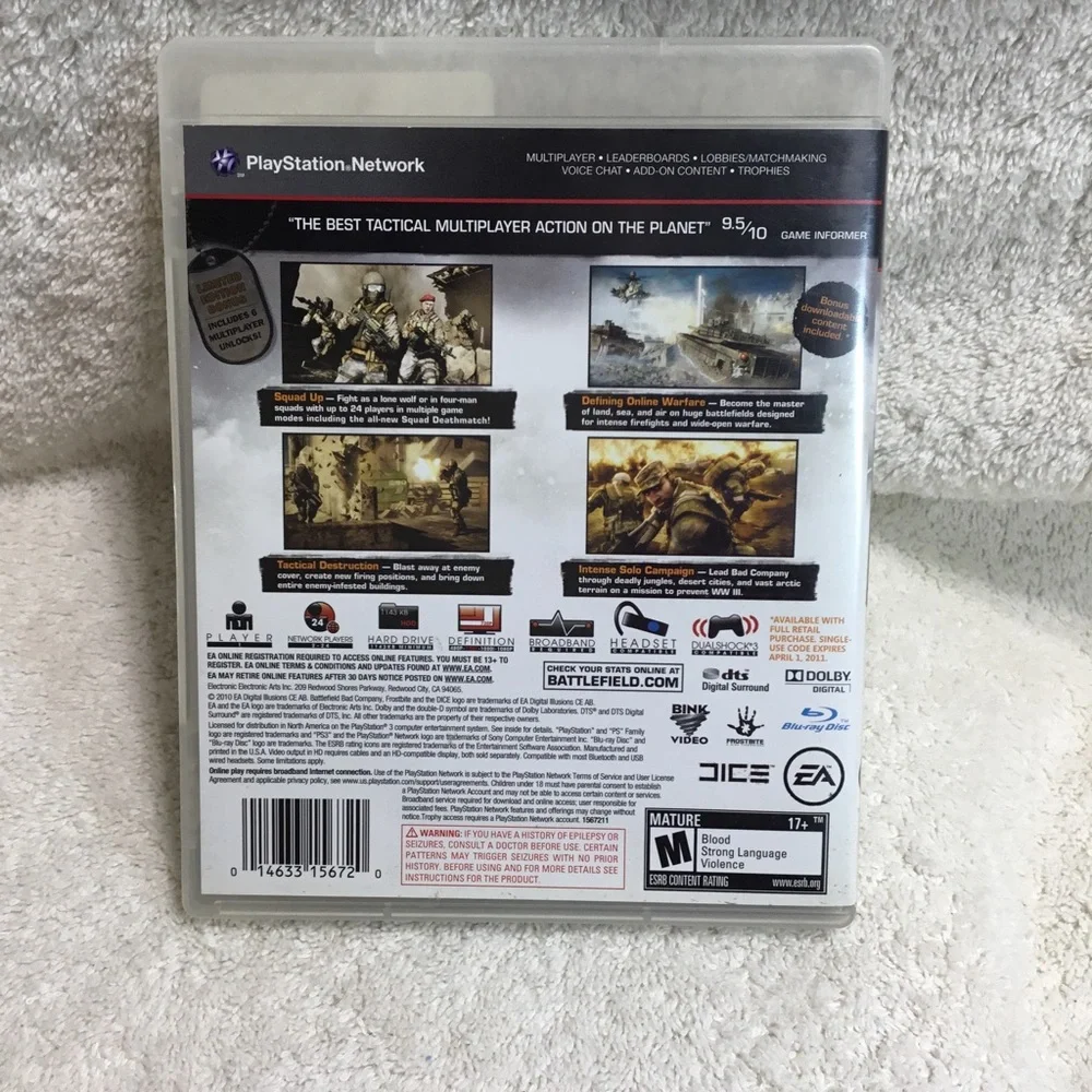 PS3 “Battlefield Bad Company 2”, limited edition, PS network 2-24 players